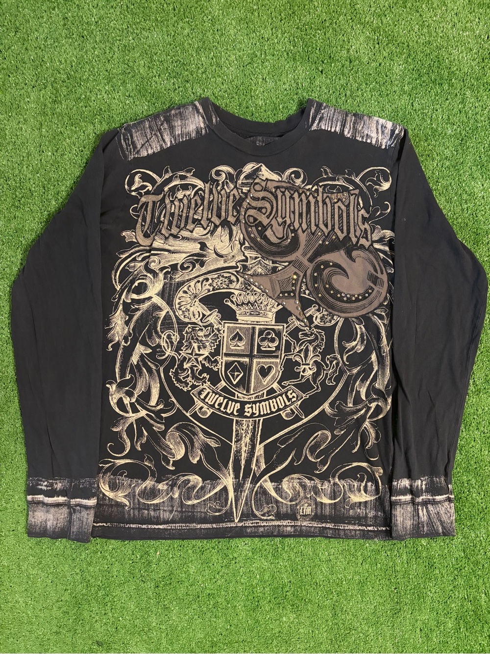 Y2K Twelve Symbols Bejeweled Long Sleeve Shirt